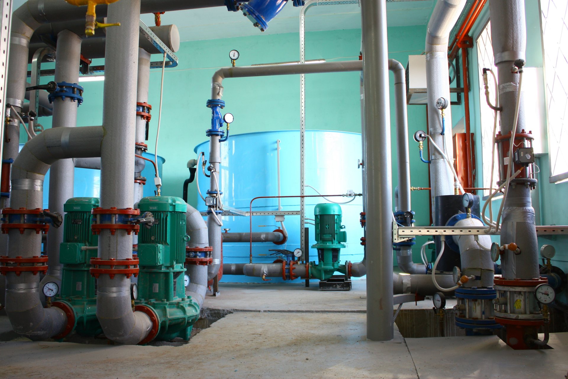 Industrial pump room and process piping